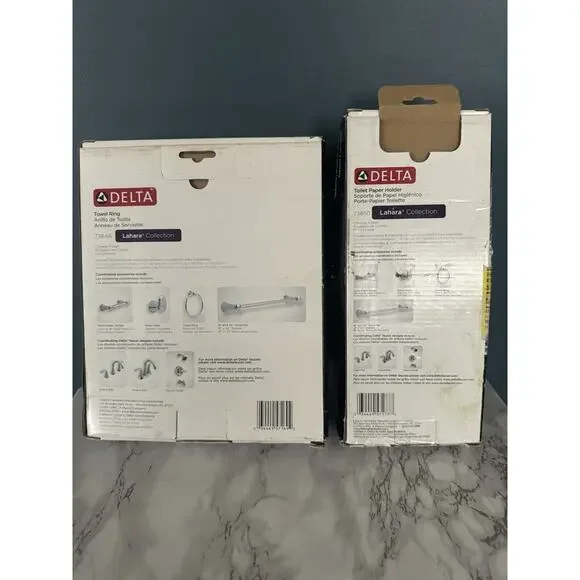 Delta Lahara Chrome‎ Towel Ring & Toilet Paper Roll Open Box 73846 and 73850 - Picture 6 of 8